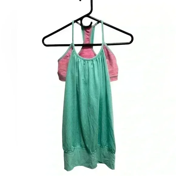 LULULEMON No Limits Tank Top Opal Neon Pink SEA-FOAM GREEN AND PINK TANK TOP - Picture 2 of 8